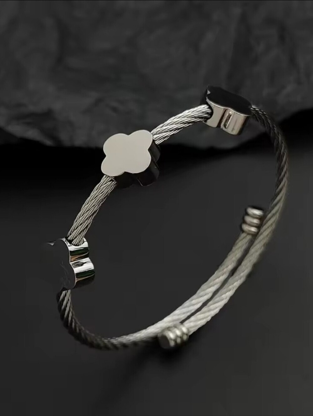 Silver Cable Clover Bracelet